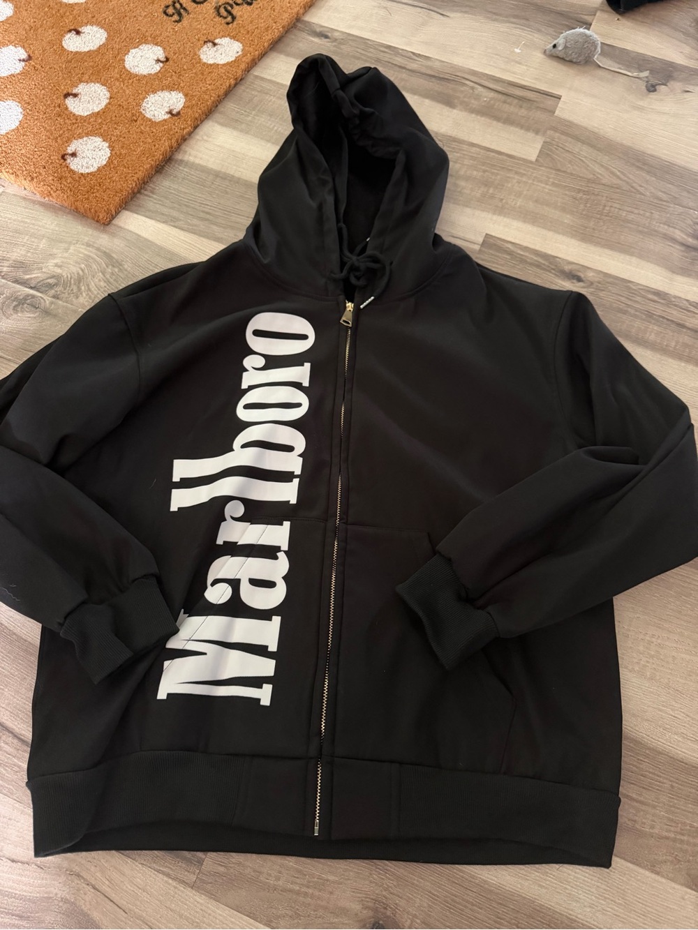 Marlboro Black Hooded Zip Jacket with White Logo